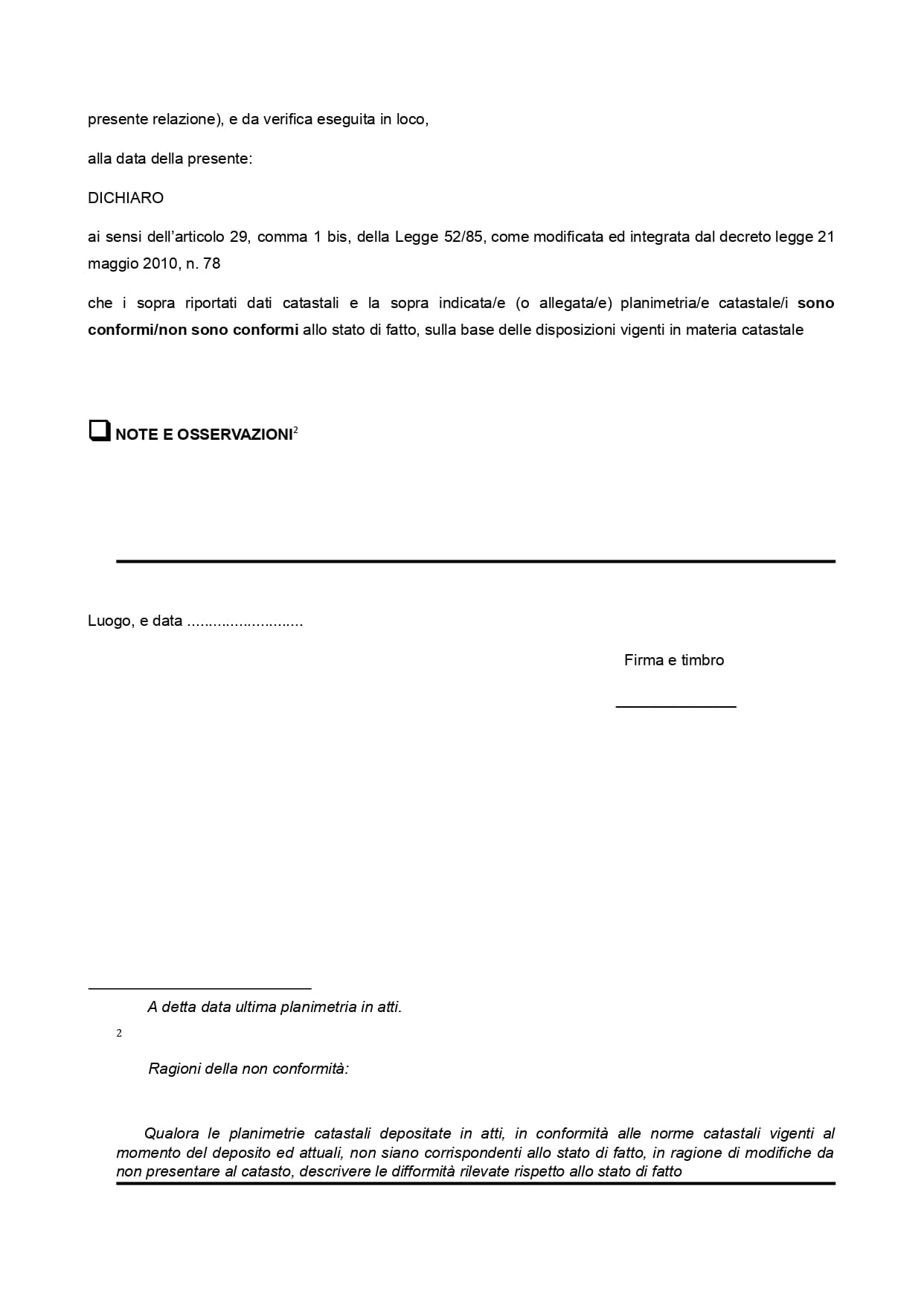 seconda pagina di relazione tecnica integrata