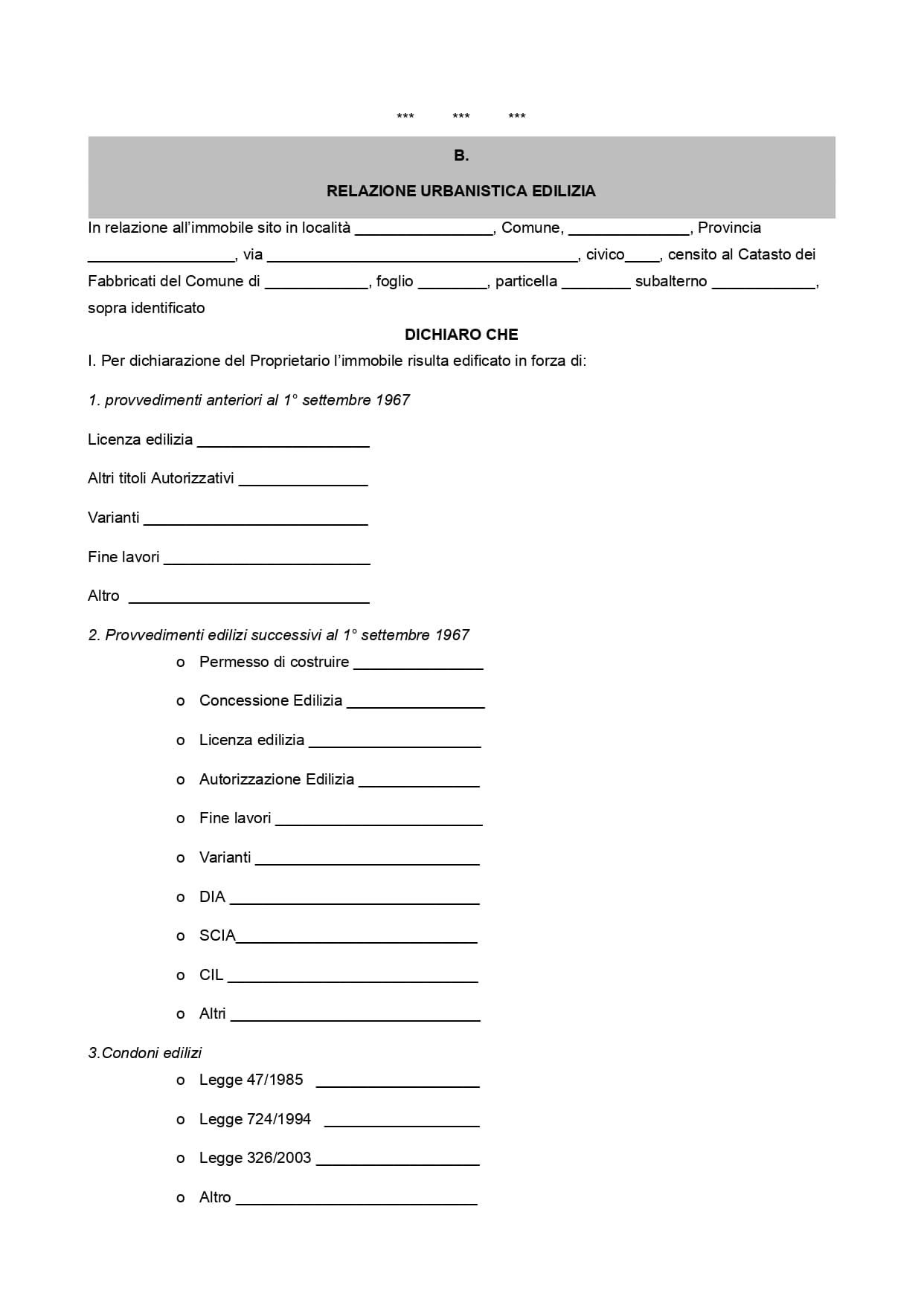 terza pagina di una relazione tecnica integrata