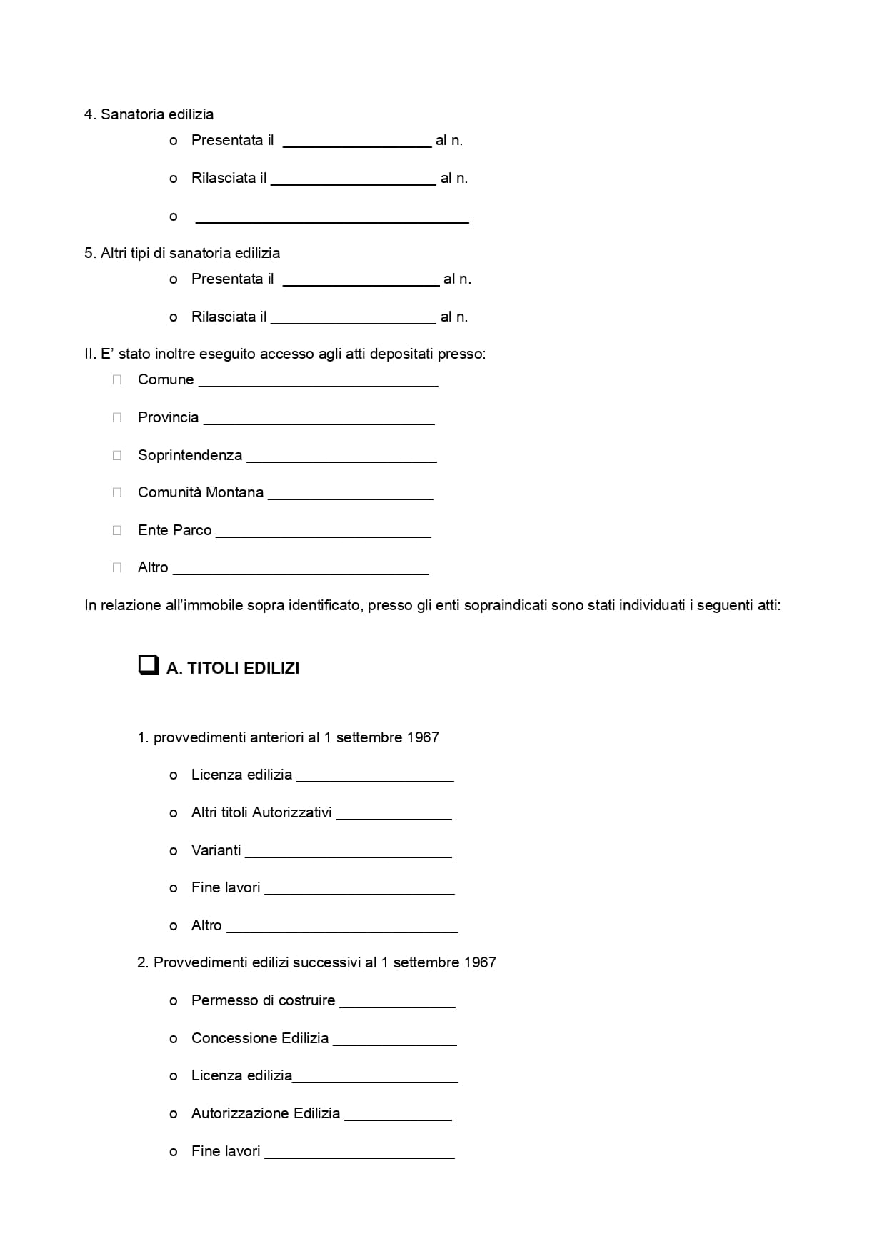 quarta pagina del modello di relazione tecnica integrata