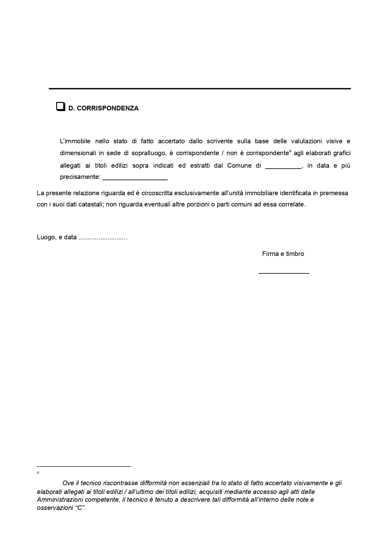 sesta pagina di relazione tecnica integrata